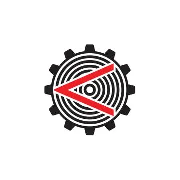 Abstract arrow compass machine logo vector Stock Illustration