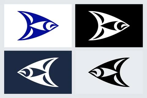 Abstract Arrow Fish Logo Icon Set Stock Illustration