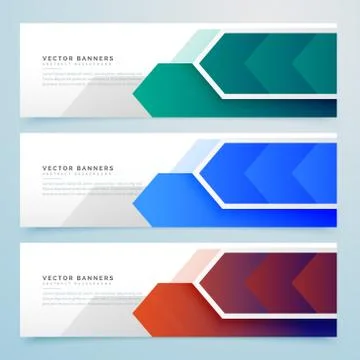 Abstract arrow geometric banners set Stock Illustration