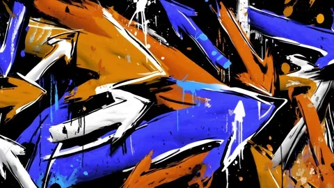 Abstract Arrow Graffiti Background With Blue and Orange Paint Strokes Stock-Footage 315513038
