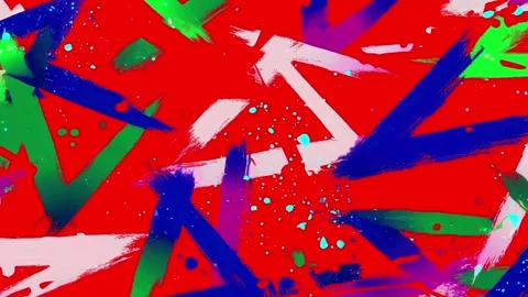 Abstract Arrow Graffiti Background With Blue Shapes on Red Stock-Footage 315538985