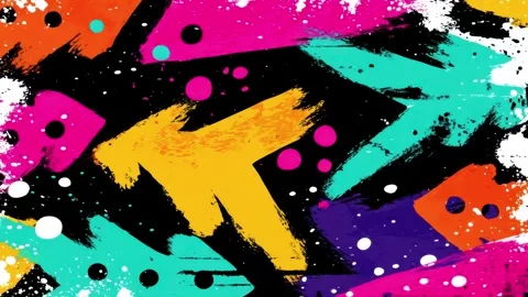 Abstract Arrow Graffiti Background With Neon Paint Marks on Black 動画素材 315504651