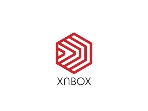 Abstract arrow in hexagon polygon box shape logo template. business, logistic Stock Illustration