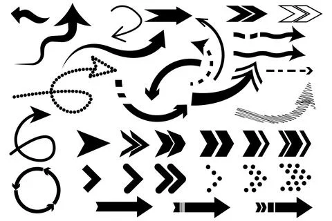 Abstract arrow icon set for web design. Arrow button symbol. Navigation point Stock Illustration
