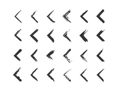 Abstract arrow icon. Texture ink set. Grunge arrow sign, paint left element.. Stock Illustration