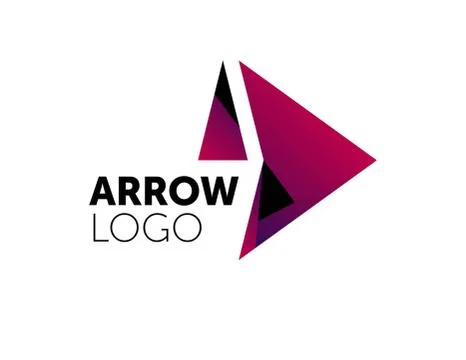 Abstract arrow logo design made of color pieces - various geometric shapes Stock Illustration