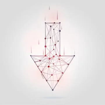 Abstract arrow low poly style. geometrical figure with wireframe structure Stock Illustration
