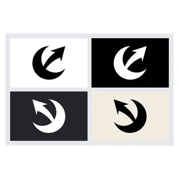 Abstract Arrow Moon Logo Icon Set Design Stock Illustration