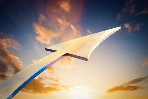 Abstract arrow pointing, growing to the sky. Conceptual growth, bright future Stock Illustration