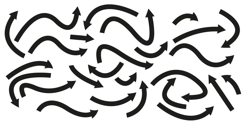 Abstract Arrow Set Showing Direction and Movement Concepts Stock Illustration