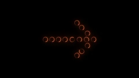 Abstract arrow shape composed of glowing neon circular loader icons on soli.. Stock Footage 338288158