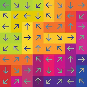 Abstract arrows on colorful rectangles background, vector Stock Illustration