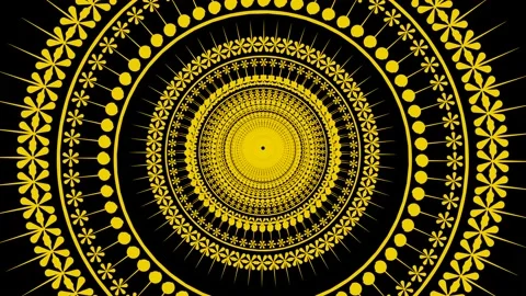 Abstract art background, flight forward through buddhism sign corridor, 4K Stock Footage 147925255