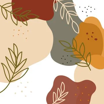 Abstract art background, memphis style in trendy colors with leaves and hand Stock Illustration