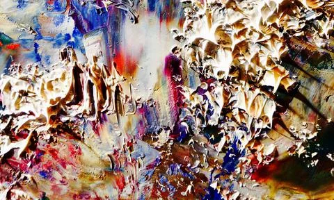 Abstract Art Background. Wall decor idea. Hand oil painting on canvas. Texture Stock Illustration