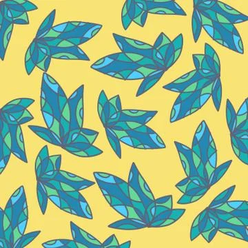 Abstract Art Blue Leaf pattern Stock Illustration