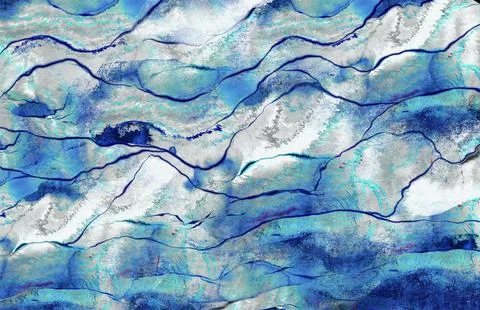 Abstract art blue paint background with liquid fluid grunge Alcohol ink blue Stock Illustration