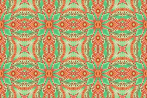 Abstract art bright with eastern seamless pattern Stock Illustration