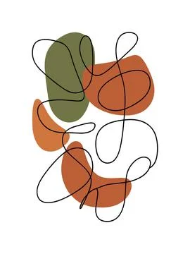 Abstract art with chaotic lines and organic shapes in warm earthy colors. Stock Illustration