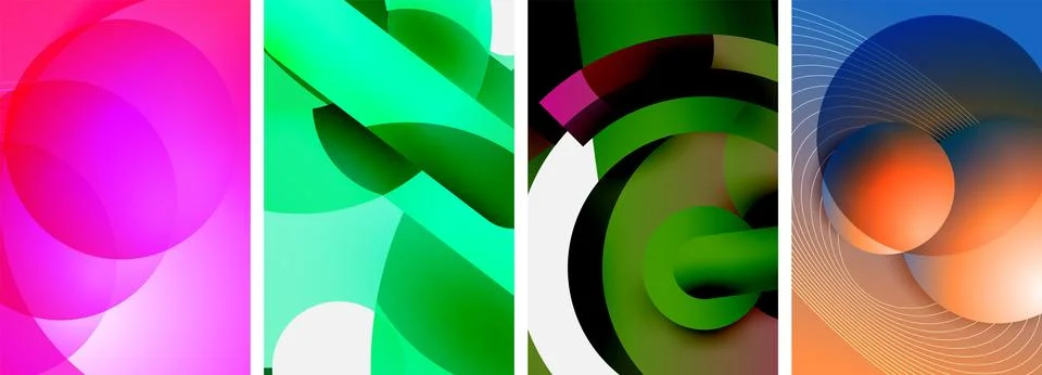 Abstract art collage with rectangles, circles, petals, and grass in magenta hues Stock Illustration