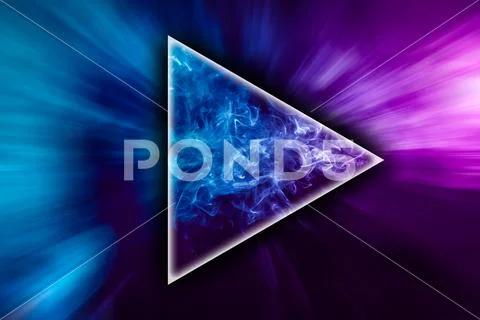 Abstract art colored smoke in the shape of a triangle on black isolated backg Stock Photos