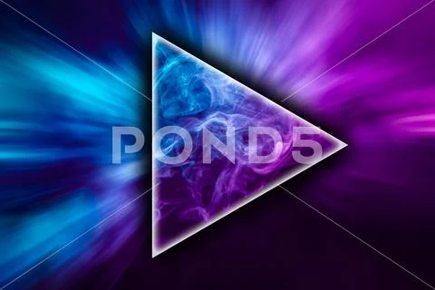Abstract art colored smoke in the shape of a triangle on black isolated backg Stock Photos