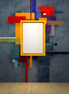 Abstract art composition in museum Stock Illustration