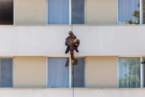 Abstract art dance performance on a building Stock Photos