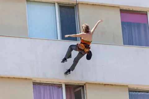 Abstract art dance performance on a building Stock Photos