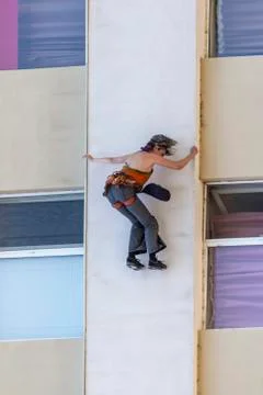 Abstract art dance performance on a building Stock Photos