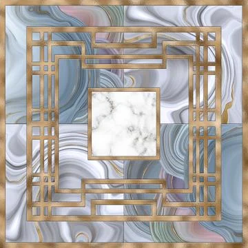 Abstract art deco marble agate fluid geometric background Stock Illustration