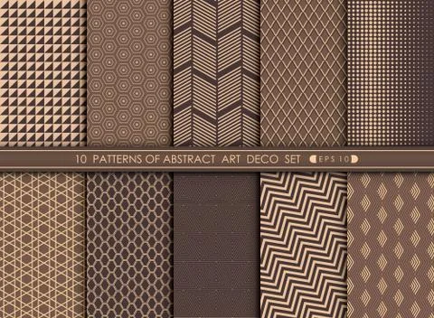 Abstract art deco pattern set background. Illustrazione stock