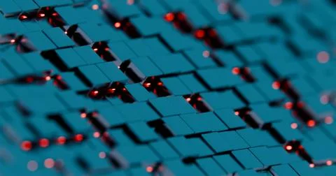 Abstract Art with Glowing Hexagons and Light Reflections. Stock Illustration