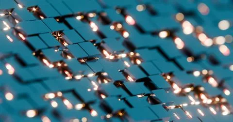 Abstract Art with Glowing Hexagons and Light Reflections. Stock Illustration