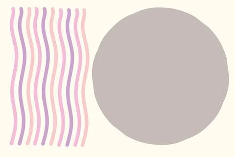 Abstract art illustration vector of wavy vertical line and brown circle Stock Illustration