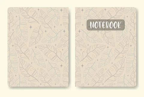 Abstract art leaves template for notebook cover. Nature environment poster Stock Illustration