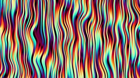Abstract art - liquid psychedelic pattern of neon rainbow colored curved lines Stock Footage 316811380