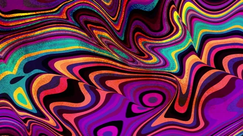 Abstract art - liquid psychedelic pattern of neon rainbow colored curved lines Stock Footage 316824088