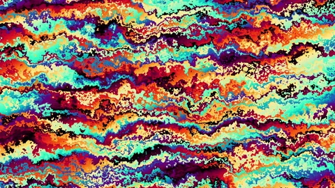 Abstract art - liquid psychedelic pattern of neon rainbow colored curved lines Stock Footage 317099660