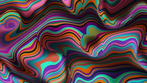 Abstract art - liquid psychedelic pattern of neon rainbow colored curved lines Stock Footage 317105733