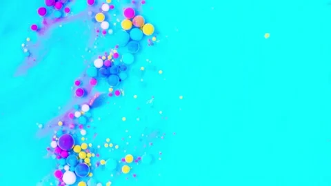 Abstract art with moving paint bubbles in cyan ink. Stock Footage 336812622