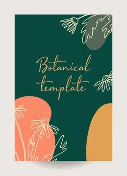 Abstract art nature background vector. Modern shape line art wallpaper. Boho  Stock Illustration