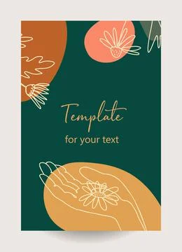 Abstract art nature background vector. Modern shape line art wallpaper. Boho  Stock Illustration