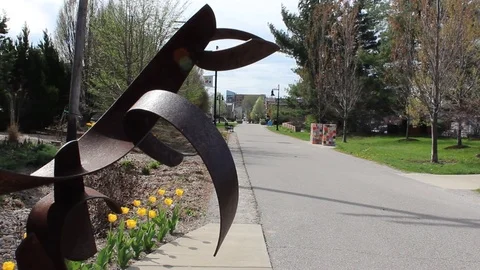 Abstract Art next to a Walking Trail Stock Footage 75035686