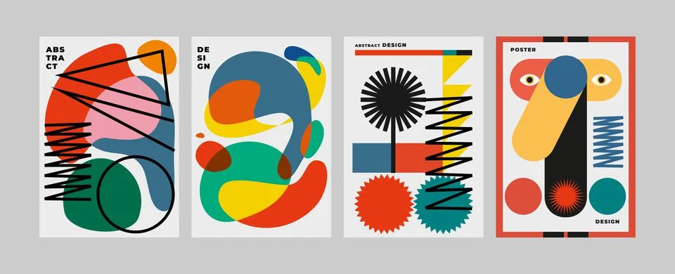 Abstract Art Pattern Poster Set Pack Template Vector Illustrazione stock