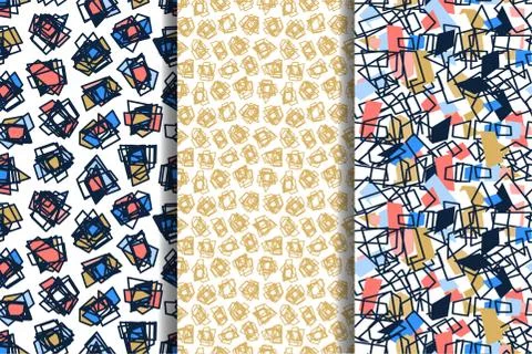 Abstract art pattern set. Modern and fashion Random abstract creative shapes. Illustrazione stock