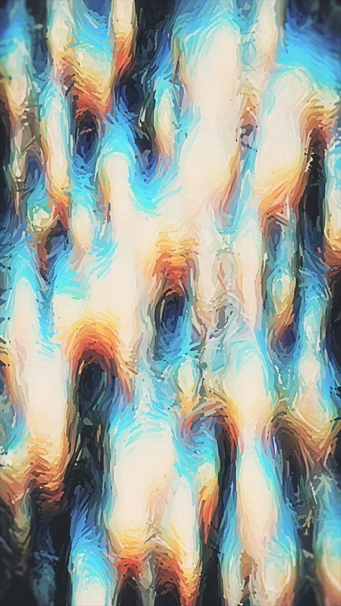 An abstract art piece features blended light blue, orange, cream Stock Footage 326909972