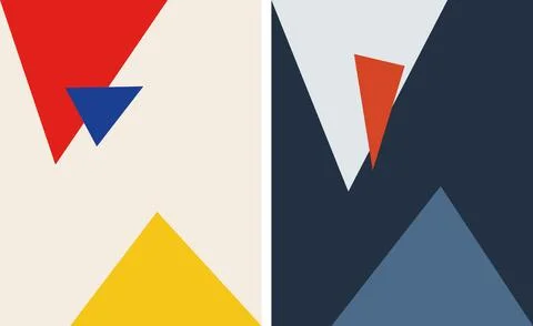 Abstract art prints featuring triangle geometric compositions in bold multi.. イラスト素材