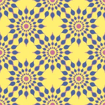 Abstract Art Repeat Vector Pattern In Navy And Yellow With Pink Detail Illustrazione stock