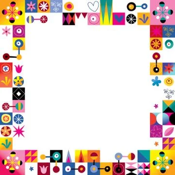 Abstract art retro border frame design elements Stock Illustration